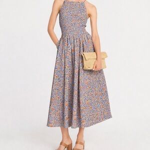 J. Crew Friday dress in afternoon, Floral Print in blue and orange colors, XS